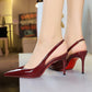 ✨50 % de réduction + livraison gratuite 👠Escarpins à talons aiguilles à bride arrière et bout pointu en cuir verni pour femme