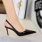 ✨50 % de réduction + livraison gratuite 👠Escarpins à talons aiguilles à bride arrière et bout pointu en cuir verni pour femme