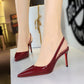 ✨50 % de réduction + livraison gratuite 👠Escarpins à talons aiguilles à bride arrière et bout pointu en cuir verni pour femme