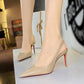 ✨50 % de réduction + livraison gratuite 👠Escarpins à talons aiguilles à bride arrière et bout pointu en cuir verni pour femme