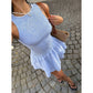 💃（50% de réduction）– Robe mini sans manches à carreaux vichy et smocks | Extensible et confortable, parfaite pour les vacances 🌞