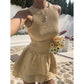 💃（50% de réduction）– Robe mini sans manches à carreaux vichy et smocks | Extensible et confortable, parfaite pour les vacances 🌞