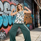 🌞50 % de réduction !💐 Best-sellers printemps/été | Ensemble chemisier français + pantalon ample – Col rond élégant et plis