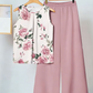 🌞50 % de réduction !💐 Best-sellers printemps/été | Ensemble chemisier français + pantalon ample – Col rond élégant et plis