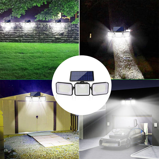 🌞💡 50 % de réduction + livraison gratuite 🔥 Lampe de sécurité solaire à trois têtes avec détecteur de mouvement
