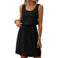 🎀🍂 50 % de réduction🔥 Robe sans manches pour femme en maille gaufrée, avec cordon de serrage à la taille