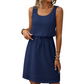 🎀🍂 50 % de réduction🔥 Robe sans manches pour femme en maille gaufrée, avec cordon de serrage à la taille