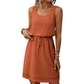 🎀🍂 50 % de réduction🔥 Robe sans manches pour femme en maille gaufrée, avec cordon de serrage à la taille