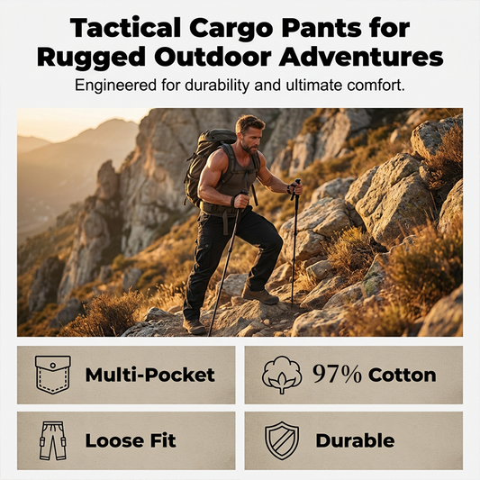 👖50 % DE RÉDUCTION MAINTENANT ! 🛠️ Pantalon cargo tactique en coton pour homme – Multipoches, construction renforcée et taille ajustable 🔧
