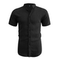 👕 50 % DE RÉDUCTION ! ☀️ Chemise d'été à manches courtes et col montant pour homme – Confortable, respirante et parfaite pour les chaudes journées d'été 🔥