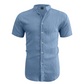 👕 50 % DE RÉDUCTION ! ☀️ Chemise d'été à manches courtes et col montant pour homme – Confortable, respirante et parfaite pour les chaudes journées d'été 🔥