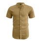 👕 50 % DE RÉDUCTION ! ☀️ Chemise d'été à manches courtes et col montant pour homme – Confortable, respirante et parfaite pour les chaudes journées d'été 🔥