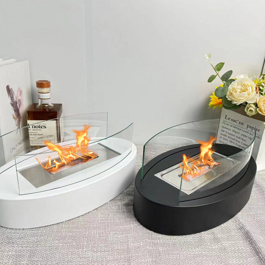 🔥Foyer de table au bioéthanol avec pare-flammes en verre