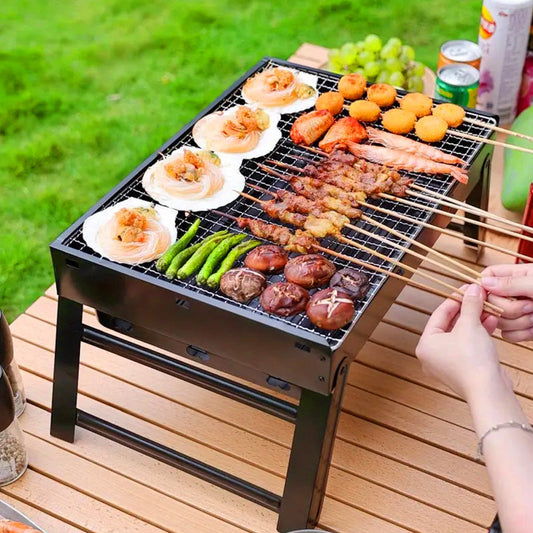 📢📢50 % DE RÉDUCTION !! ⏰Barbecue pliable et portable avec tiroir et support