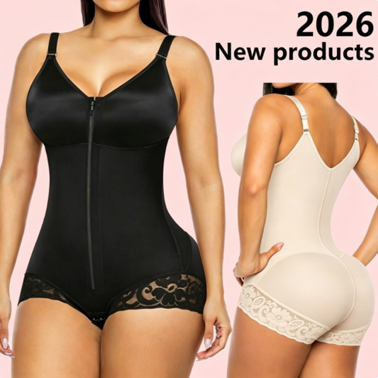 ✨ PROMO LIMITÉE -50% ! 💪 Body Gainant Zippé Femme – Compression 360° Ventre Plat, Fermeture Éclair + Crochets, Bretelles Amovibles · Noir & Nude · XS–3XL 🩱