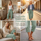 ❤️Pantalon court plissé en coton et lin uni pour femme