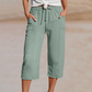 ❤️Pantalon court plissé en coton et lin uni pour femme