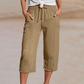 ❤️Pantalon court plissé en coton et lin uni pour femme