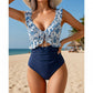 🏖️Soldes d'été 🌊 Maillot de bain une pièce Aqua Eve pour femme, amincissant au niveau du ventre 💃 Encolure en V flatteuse 🩱 Design froncé amincissant 🌸 Volants élégants et découpes chics 💕
