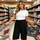 💘Pantalon capri décontracté pour femme ✅ Taille élastiquée et poches pratiques | Coupe confortable pour tous les jours 👖