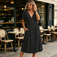 🌸 Le chic estival en toute simplicité – Robe d'été à col en V et boutons pour femme☀️