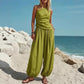 ❤️Ensemble pour femme composé d'un haut à une seule bretelle et d'un pantalon à jambes larges