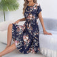 👗✨ PROMO -50% POUR TEMPS LIMITÉ ! Robe Midi Plissée Imprimé Floral – Coupe Élégante, Tissu Léger, Taille Cintrée (Tailles Variées)