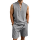 👕☀️ PROMO FLASH 50% ! Ensemble Homme en Lin – Haut sans Manches Lacé & Short, Tissu Respirant Naturel, 7 Couleurs, Style Bohème Chic & Vacances ✨