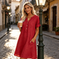❤️Robe Tunique Femme Décontractée à Col V avec Poches