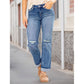 👖 50% DE RÉDUCTION 💥 Jean droit déchiré décontracté pour femme – Denim stretch, trous chic & bords effilochés – parfait pour un look urbain, décontracté ou un style streetwear tendance ✨