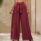 Pantalon large à taille haute et nœud frontal pour femme