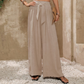 Pantalon large à taille haute et nœud frontal pour femme