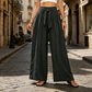 Pantalon large à taille haute et nœud frontal pour femme
