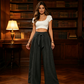 Pantalon large à taille haute et nœud frontal pour femme