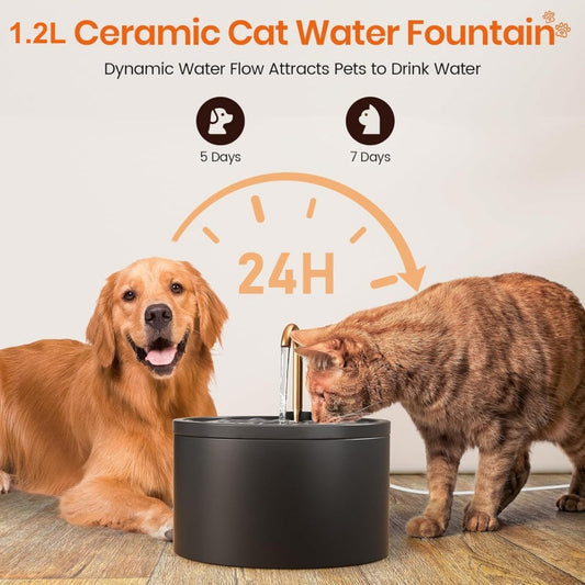🐾 50 % DE RÉDUCTION POUR UNE DURÉE LIMITÉE ! ✨ Fontaine à eau en céramique pour animaux avec robinet
