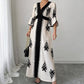👗Robe longue imprimée à col en V élégante pour femme