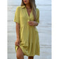 👗✨ PROMO FLASH 50% ! Robe à Boutons Couleur Unie – Col Revers, Coupe A-Ligne, Tissu Coton & Lin, Manches Courtes, Tailles S-3XL, Idéale Printemps & Été