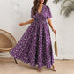 🔥Robe Midi Élégante À Fleurs et Col en V pour Femme
