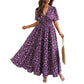 🔥Robe Midi Élégante À Fleurs et Col en V pour Femme