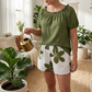 📢📢50% OFF !! ⏰Women's Off Shoulder Top and Floral Shorts Set
