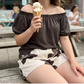 📢📢50% OFF !! ⏰Women's Off Shoulder Top and Floral Shorts Set