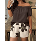 📢📢50% OFF !! ⏰Women's Off Shoulder Top and Floral Shorts Set
