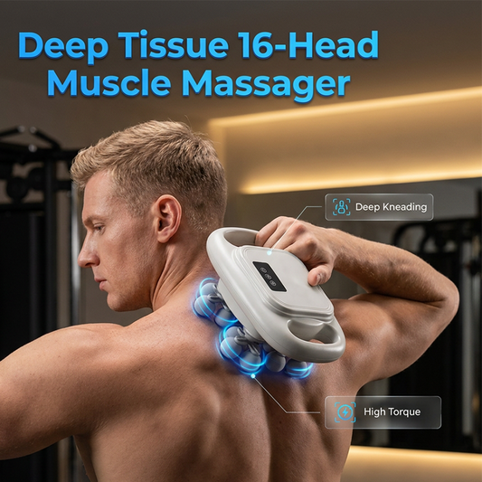 -50% Aujourd’hui 💆‍♂️⚡ Masseur Musculaire Sans Fil avec 16 Têtes