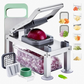 🔪✨ PROMO FLASH 50% ! Hachoir Multifonction 9 Lames avec Bac de Rangement 1650ml – Lames Inox 420, Coupe en Dés & Julienne, Idéal Cuisine Quotidienne