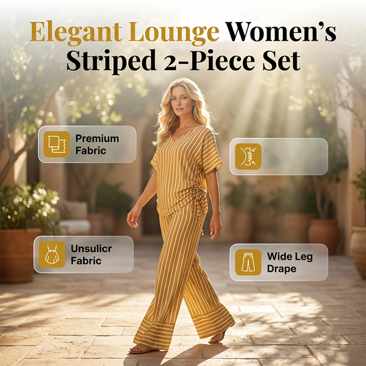 ❤️ Ensemble deux pièces rayé pour femme : haut et pantalon à jambes larges