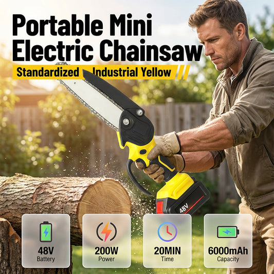 🔥 -50% MAINTENANT 🪚 Mini Tronçonneuse Électrique Ergonomique avec Verrouillage de Sécurité, Outil de Coupe Portable sans Fil pour Bois & DIY
