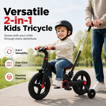🚴👶 -50% ! 🎠 Tricycle Évolutif 4-en-1 pour Enfants – Acier Carbone – Vélo Équilibre + Poussette & Poignée Parentale pour 6+ Ans