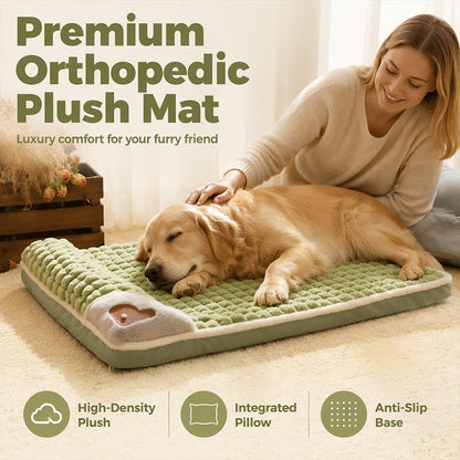 🐾 50% DE RÉDUCTION! 🛏️ Tapis de Couchage Premium en Peluche – Velours cristal, soutien ergonomique & bord oreiller – Confort douillet pour votre compagnon ☁️