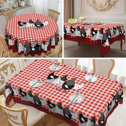 🐓 50% DE RÉDUCTION! 🍽️ Nappe à Carreaux Rouges avec Motif Coq – Polyester, résistante & style rustique – Parfaite pour repas de famille et décorations champêtres ✨