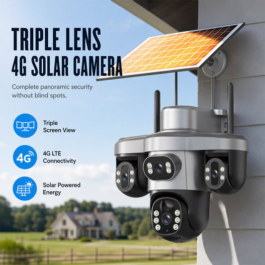 ⏳Offre limitée -50%⏰ Caméra de Sécurité Solaire Triple Objectif 🏠📹